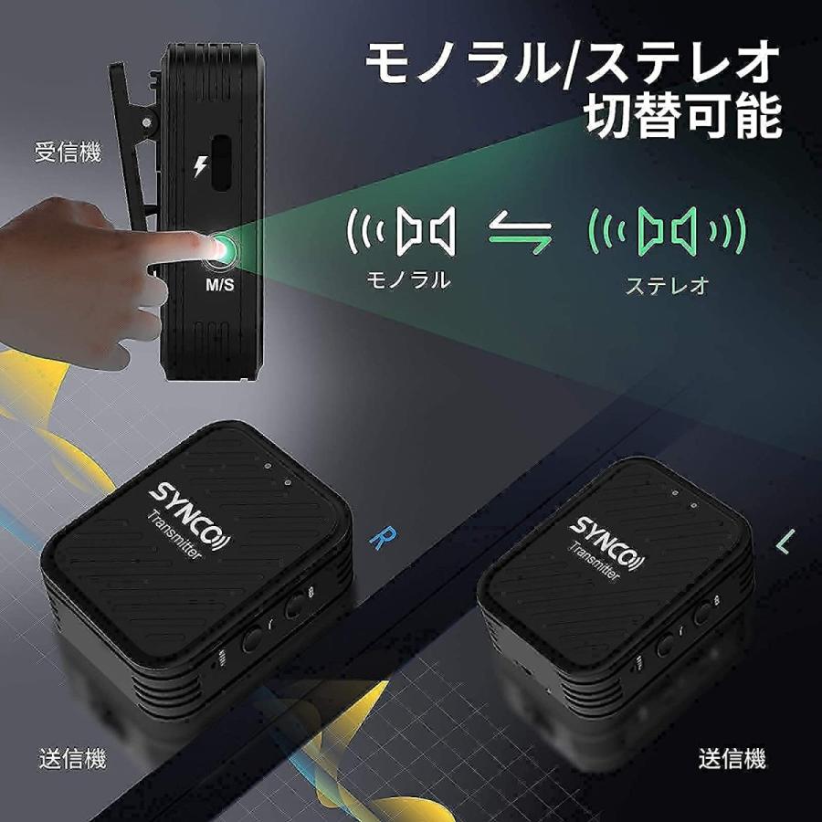 【iPhoneアダブタ付属】SYNCO-G1 A2-ワイヤレススマホマイク-ピンマイク ステレオ/モノラル切替 2.4GHz カメラ外付けマイク 内蔵 iPhoneアダブタ付属 SYNCO G1 A2 ワイヤレススマホマイク ピンマイク ステレオ/モノラル切替 4GHz カメラ外付けマイク 内蔵