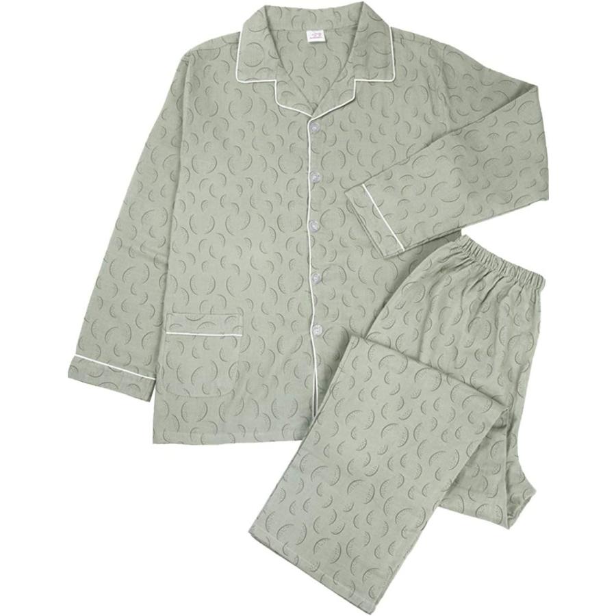 ギフツオブブリリアンス ガーゼパジャマ メンズ 長袖 コットン 紳士 パジャマ 男性 春 夏 M グリーン Pj 3081 肌触りがいい