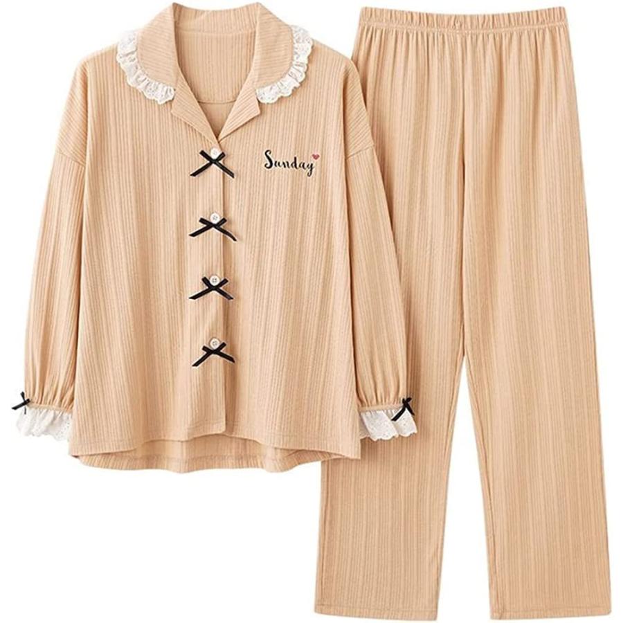 かわいい 綿100 レディース 部屋着 春 レディース パジャマ 長袖 肌に優しい 上下セット レディース ルームウェア 可愛い ロング丈 前開き ベビーパジャマ 激安通販の Themtransit Com