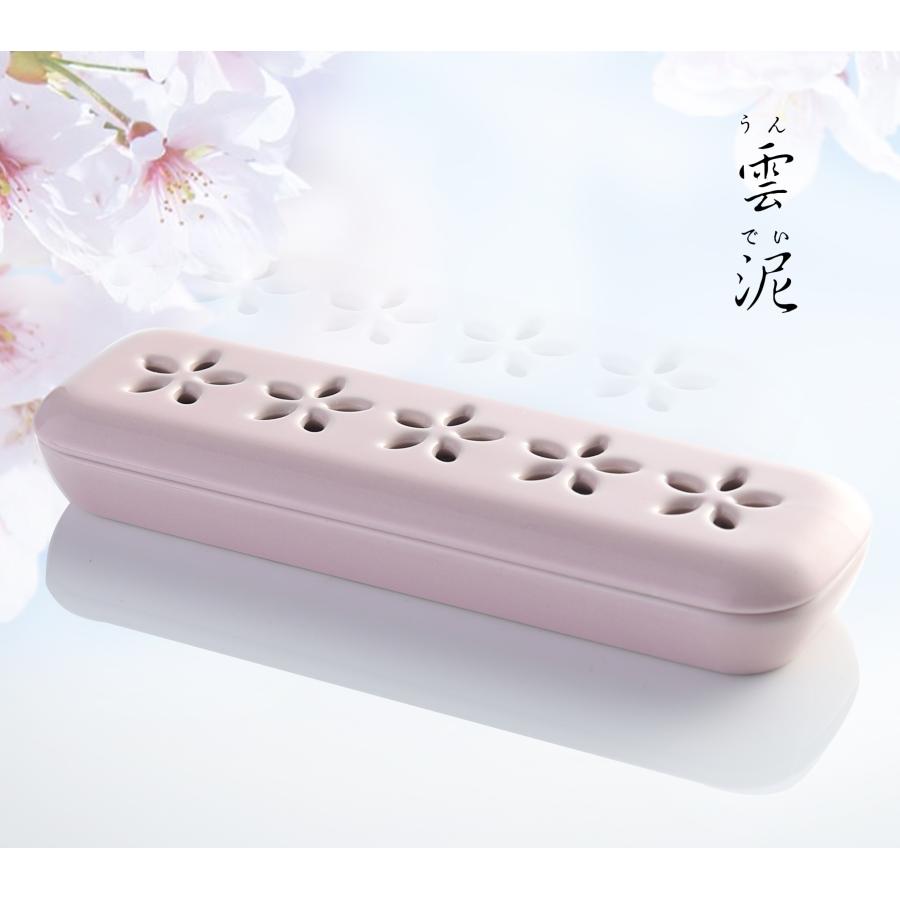 お香立て おしゃれ な 桜 のデザインの 線香立て 横置き で使える 癒し の お香たて 香炉 仏具 仏壇用品 、安全性にも配慮した陶製品です。(桜色) の商品画像