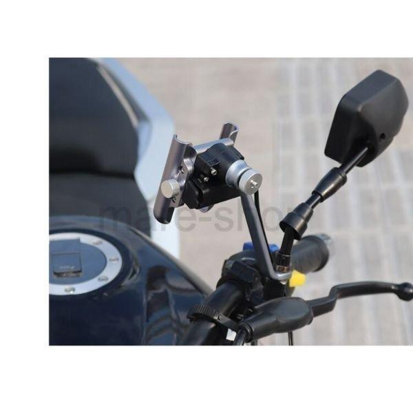 スマホスタンド ホルダー バイク 回転 ミラー取付 ハンドル取付 携帯ホルダー 幅調節可能 アルミ｜happyoutlet8｜15
