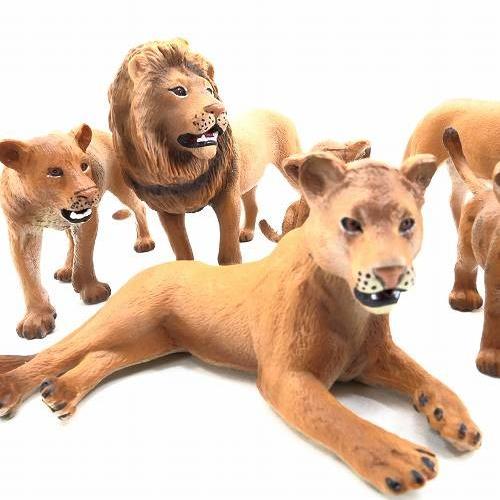 ミニチュア 動物 ライオン 群れ 家族 6匹セット AO-010 置物 宅配便