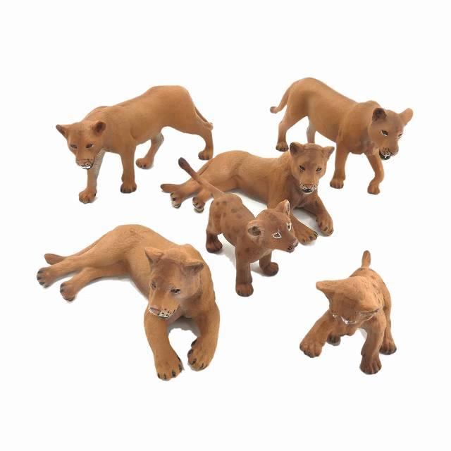 ミニチュア 動物 ライオン 群れ 家族 6匹セット オスなし AO-011 置物