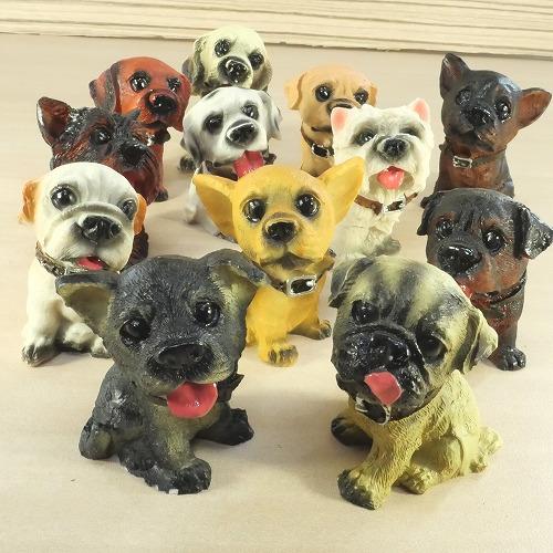 ミニチュア陶器犬の置物・ケース付きセット
