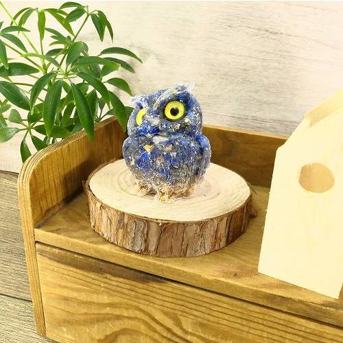 ミニチュア ふくろう ラピスラズリ 金箔 パワーストーン 天然石 開運