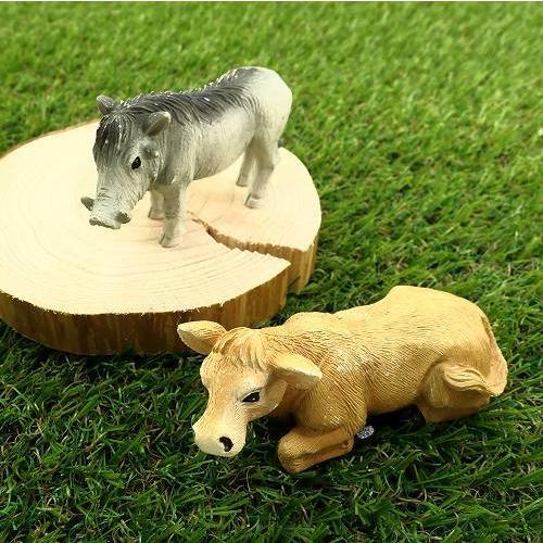 ミニチュア 動物 イノシシとウシ 置物 マスコット インテリア おしゃれ