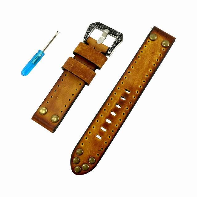 Tiffany & Co. ビンテージ レザー 時計 替えレザーベルト2本付き 腕時計ベルト ビンテージ風 キャメル 幅20mm スタッズ オール