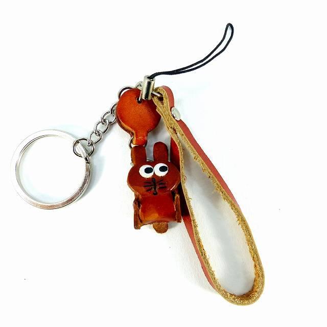 キーホルダー 牛革 本革 レザー ウサギ 兎 手作り ハンドメイド B