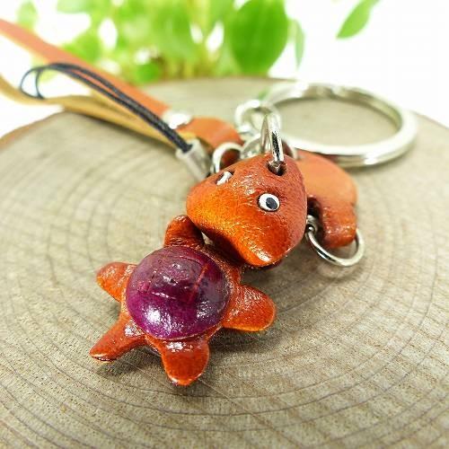 キーホルダー 牛革 本革 レザー 亀 カメ 手作り ハンドメイド キーホルダー 牛革 本革 レザー 亀 カメ 手作り ハンドメイド