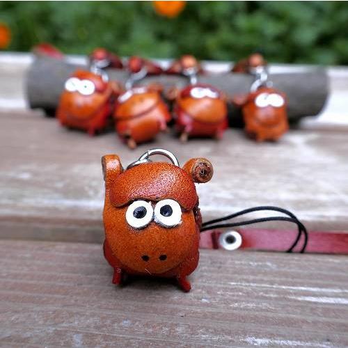 動物 牛革 ストラップ 5個セット ヒツジ 羊 ASK-036 マスコット 本革