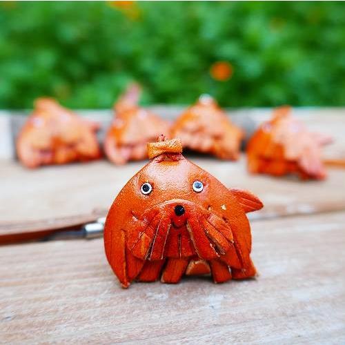 動物 牛革 ストラップ 5個セット シーズー 犬 ASK-040 マスコット 本革
