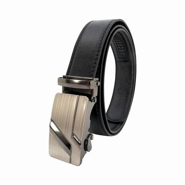 メンズベルト クリックベルト 長い 黒 w105cmまで 合皮 BB-095 穴無し