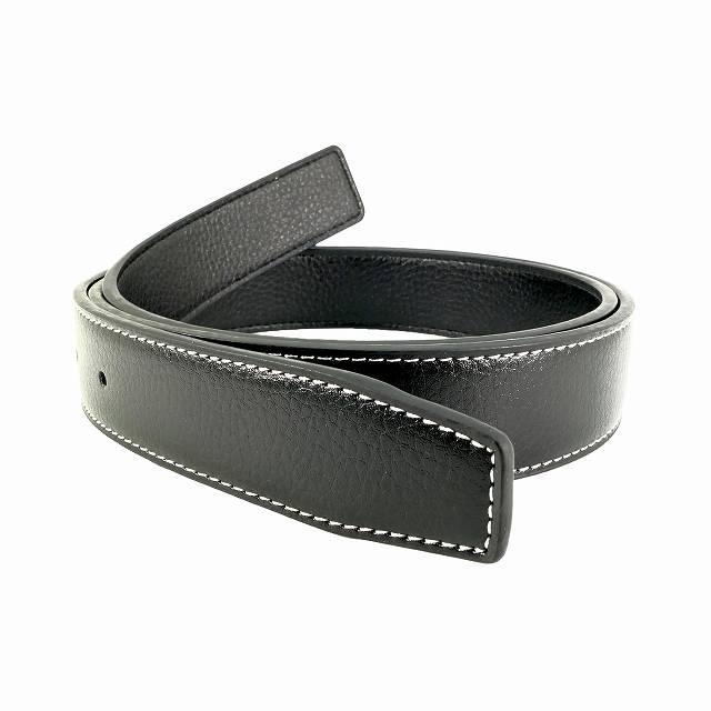 バックルなし ベルト 黒 レザー 牛革 約125cm 幅33mmメンズベルト 革のみベルト 長い