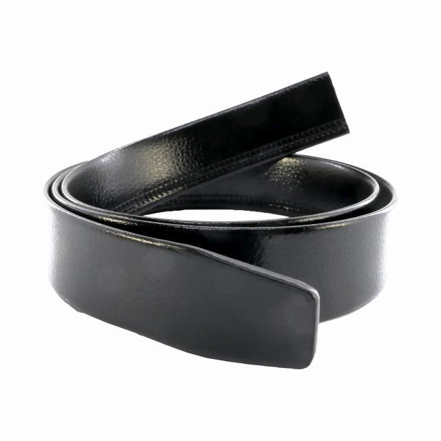バックルなし ベルト フェイクレザー シボ風 120cm弱 幅36mm 黒 革のみ