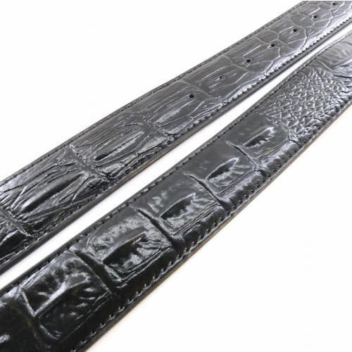 バックルなし 牛革 ベルト オールレザー クロコダイル背柄 125cm 幅