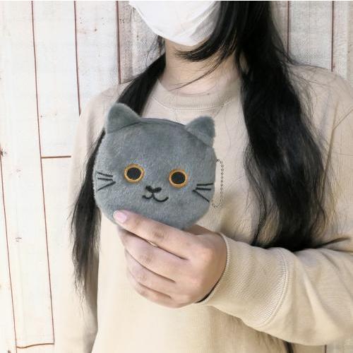 CUNEのくるくるショルダーポーチネコ科　グレー CUNEのくるくるショルダーポーチネコ科 グレー ねこのせ マルチポーチM