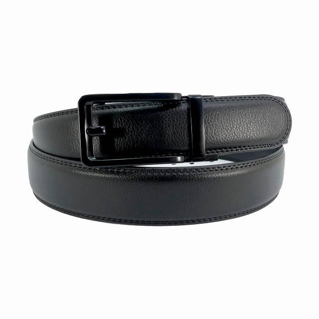ベルト メンズ ビジネス ロング 黒バックル レザー 黒 クリック