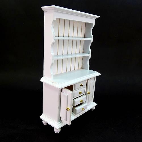 ミニチュア家具　木製収納棚　アイボリーホワイト　キャビネット　ドールハウス ミニチュア ミニチュア家具 書棚 木製 白 ドールハウス キット