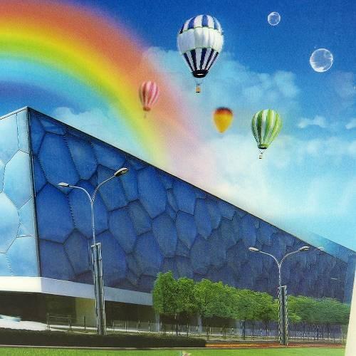 立体ピクチャー 気球と大きな建物 ET-243 風景 3Dの絵 飛び出す