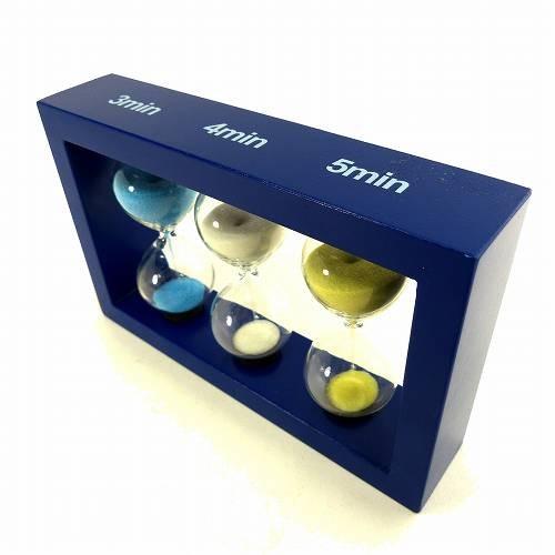 【美品】砂時計　3分4分5分　木枠　置物　インテリア　工芸品　美術品　A1347 砂時計 約3分 4分 5分17秒 黒 砂白黄色緑 セット 角型 木製 おしゃれ