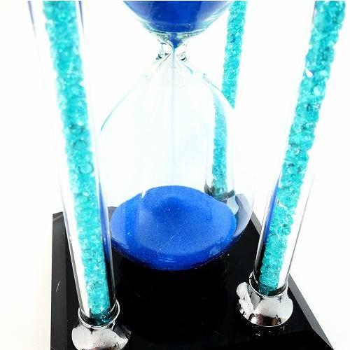 砂時計 30分前後 青 おしゃれなクリスタル砂時計 神殿風 インテリア