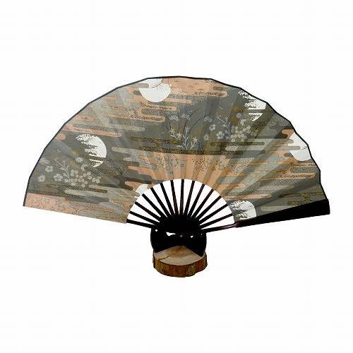 送料無料 扇子 大きい 月夜 飾り扇子 ビッグ ジャンボ 33cm 幅約61