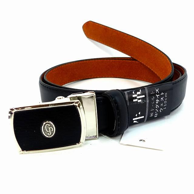 大きいサイズ メンズ ベルト 牛革 合皮使用 ビジネス 紳士 黒 ワンタッチ バックル ロング W110cm 長さ調整可 Gb E2 宅配便のみ セール特価