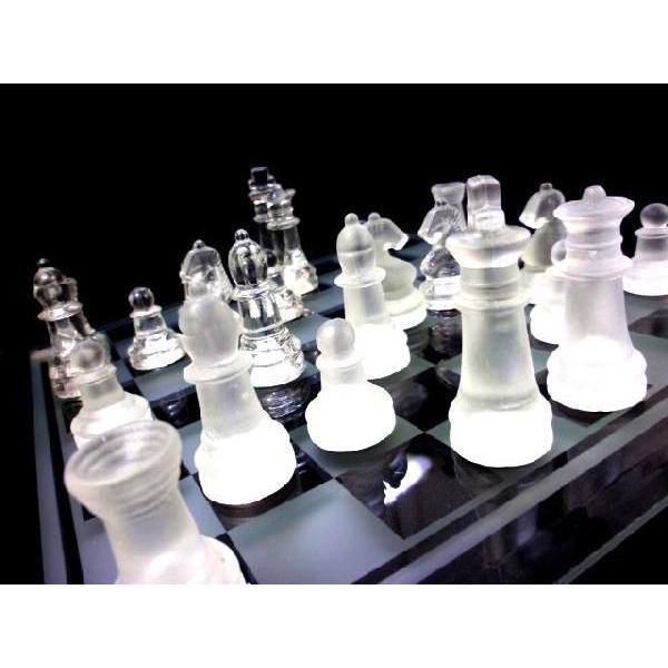 チェス チェスセット ミニ チェス盤 駒 ボードゲーム インテリア ガラス クリスタル フロストグラス ガラスチェスセット 大 HB077