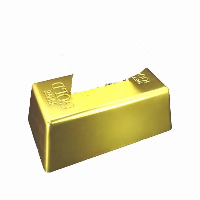 金塊レプリカ ティッシュケース ゴールドバー 箱ティッシュ 詰め替え用