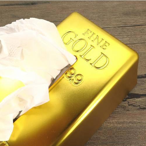 金塊レプリカ ティッシュケース ゴールドバー 箱ティッシュ 詰め替え用