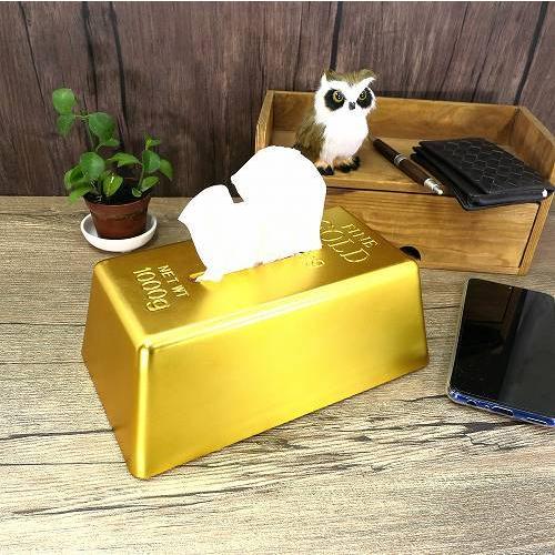 金塊レプリカ ティッシュケース ゴールドバー 箱ティッシュ 詰め替え用