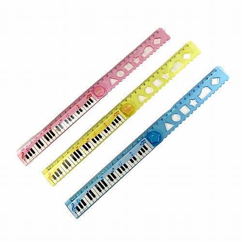 折りたたみ 定規 15cm 30cm 3個セット 鍵盤柄 音符 キーボード ピアノ
