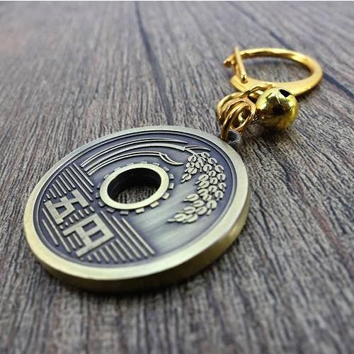 五円玉キーホルダー 金塊レプリカ付き KH-090 5円玉 硬貨 コイン