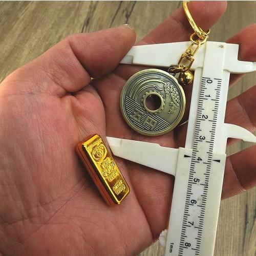 五円玉キーホルダー 金塊レプリカ付き KH-090 5円玉 硬貨 コイン