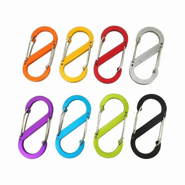 カラビナ S型 大 8色セット キーホルダー S字 アウトドア フック 上下
