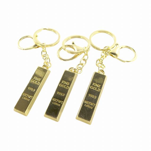 金の延べ棒 レプリカ ゴールドバー 金塊 キーホルダー 3個セット 金の
