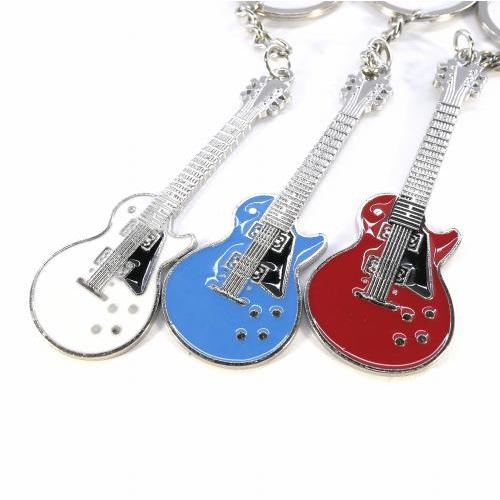 エレキギター型 キーホルダー 3個セット キーリング レスポールタイプ