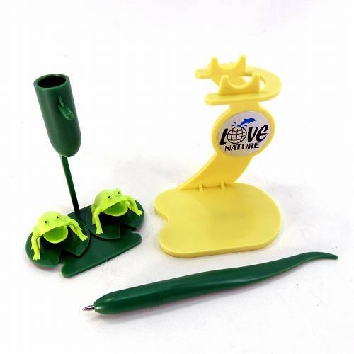 ペンスタンド付きボールペン カエル 口がパクパク動く 癒しの文房具