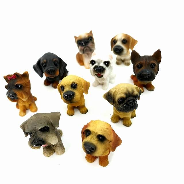 犬の置物 かわいい ミニチュア 10個セット KZ-189 マスコット 樹脂石膏