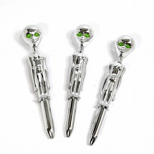 送料無料 ボールペン 宇宙人型 3本セット KZ-206 エイリアン 文房具