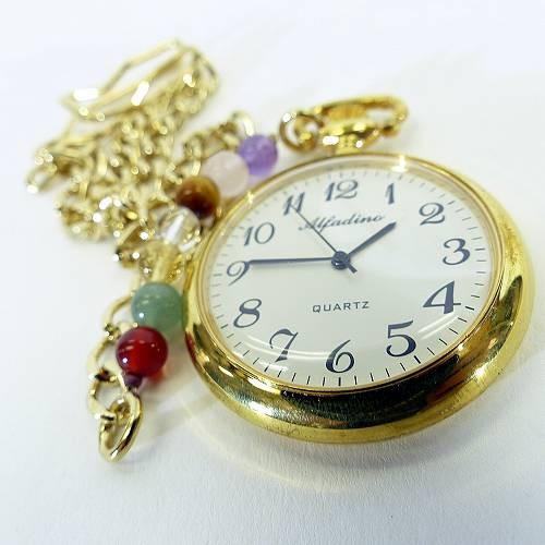 懐中時計 ゴールド 天然石風チェーン NS-028 ポケットウォッチ