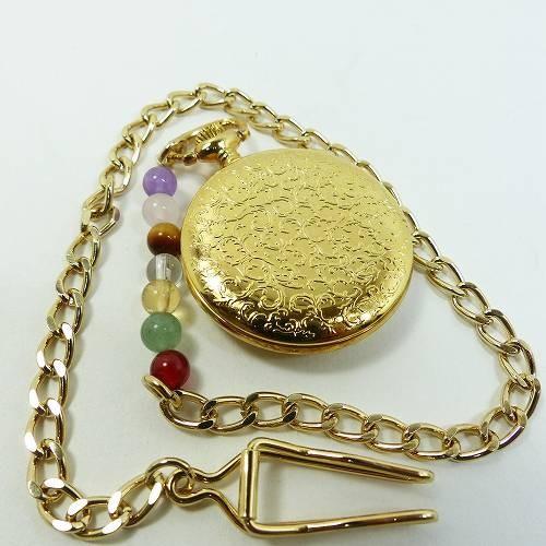 懐中時計 ゴールド 天然石風チェーン NS-028 ポケットウォッチ