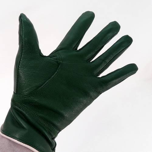 手袋 レディース レザー 羊革 裏起毛入り 白ライン モスグリーン 本革