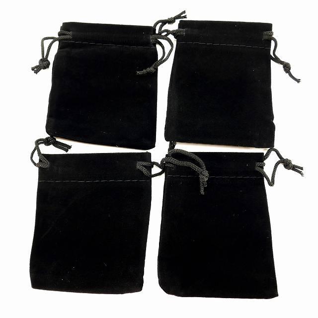 ベロア風巾着ポーチ 黒 ブラック 4枚セット 7x9cmサイズ 巾着袋