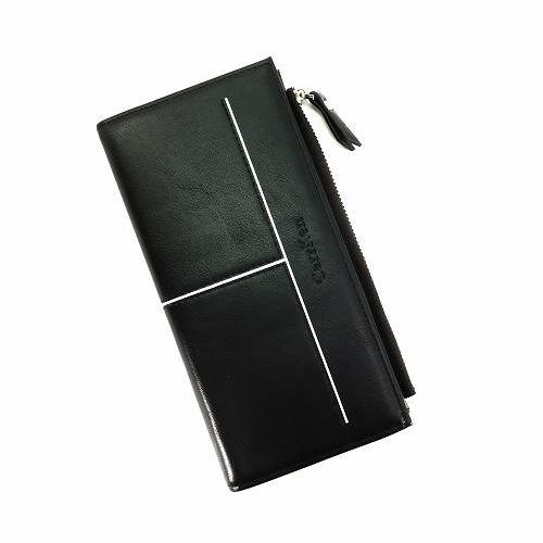 長財布 メンズ 黒 ボタン式 小銭入れあり PUレザー おしゃれ 財布 SA