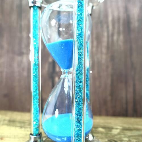 砂時計 約30分計 クリスタル ブルー ラメ ハート 神殿風 おしゃれ