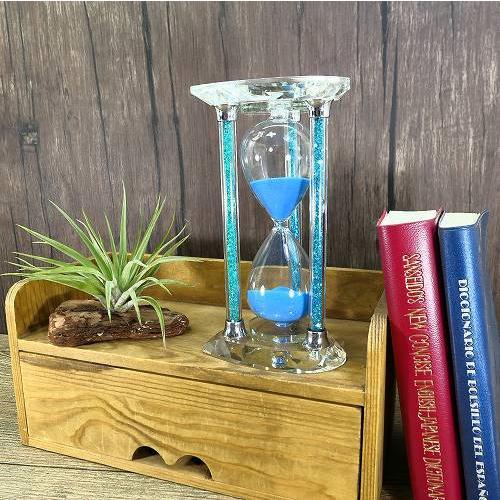 砂時計 約30分計 クリスタル ブルー ラメ ハート 神殿風 おしゃれ