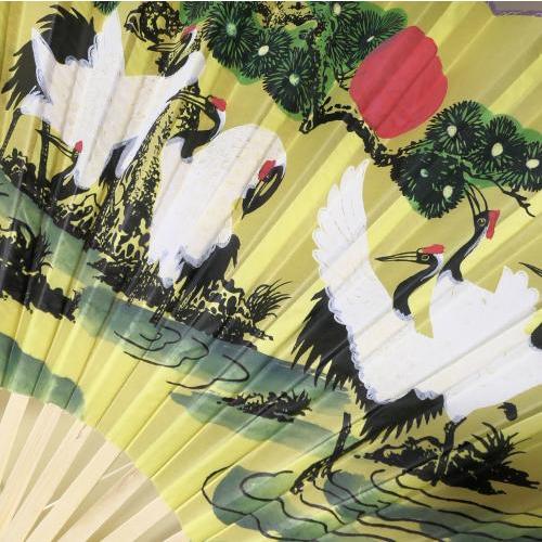 扇子 大きい 松 鶴 日の丸 黄色 飾り扇子 ビッグ扇子 ジャンボ扇子 約