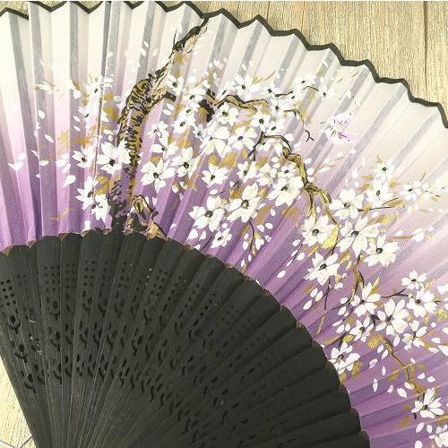 扇子 桜 紫色 蝶 紫桜 タッセル付き 21cm 幅36cm おしゃれ SEN-305