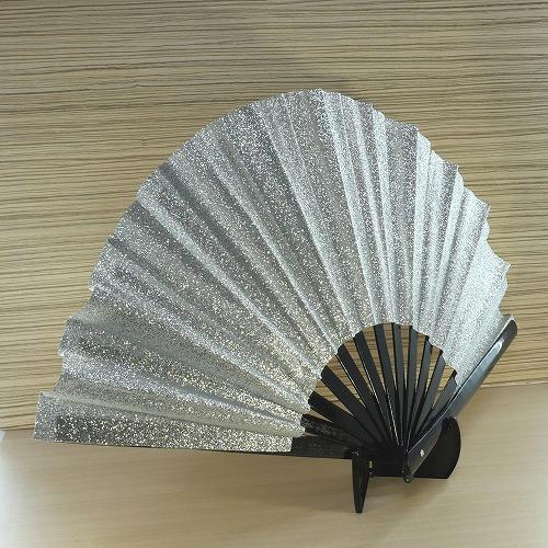 飾り扇子 ビッグ 34cm 開いて60cm 銀色 ラメ シルバー 扇子 大きい